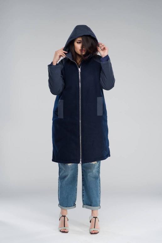 PADDED COAT IN FABRIC MIX