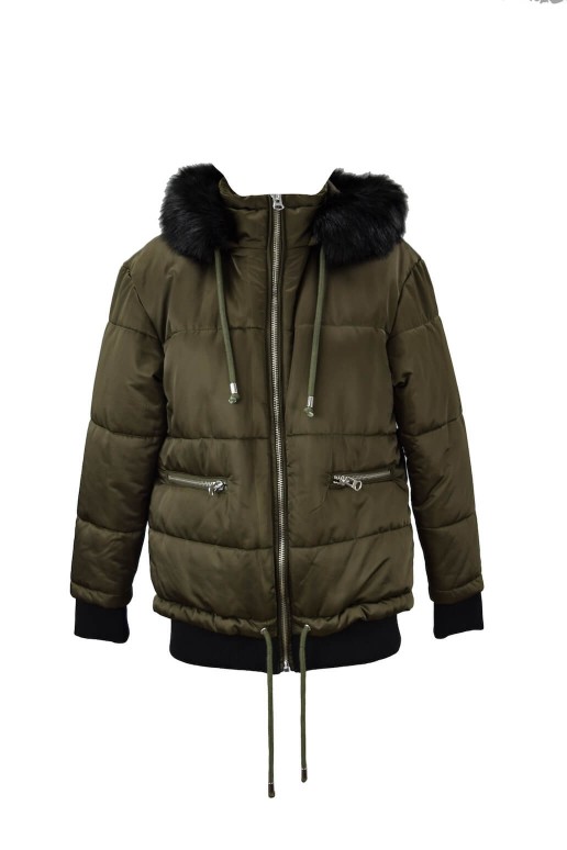 PADDED JACKET WITH FUR TRIM