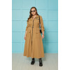 Long plus size trench coat in warm caramel color