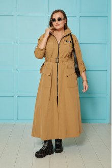 Long plus size trench coat in warm caramel color