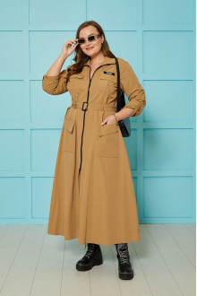 Long plus size trench coat in warm caramel color