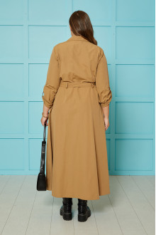 Long plus size trench coat in warm caramel color