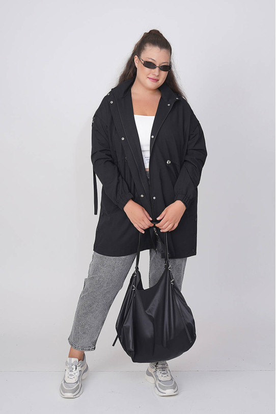 Modern black lined parka