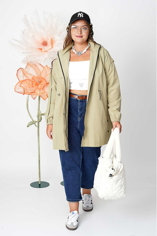 Modern khaki lined parka