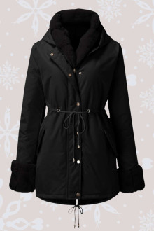 Black winter plus size jacket with removable down element