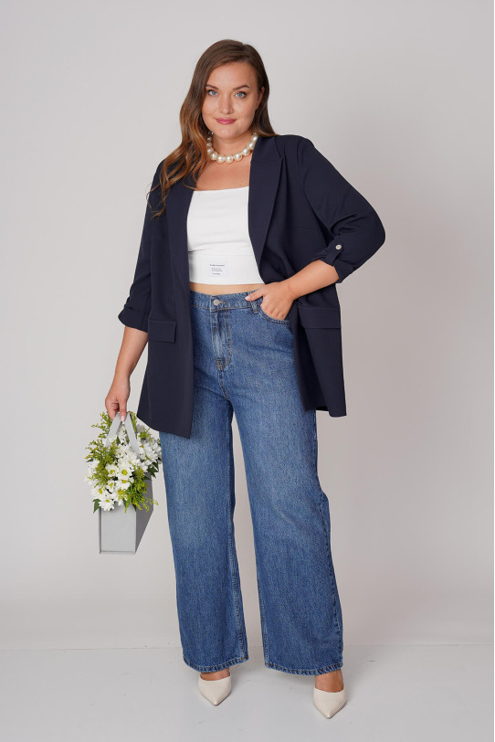 Elegant dark blue plus size blazer