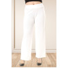 Textured cotton plus size pants with elastic waist in white