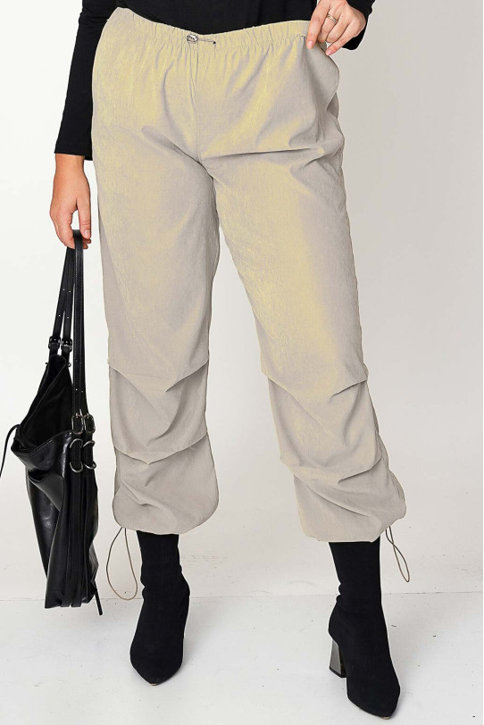 Beige parachute pants