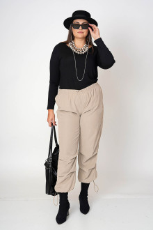 Beige parachute pants