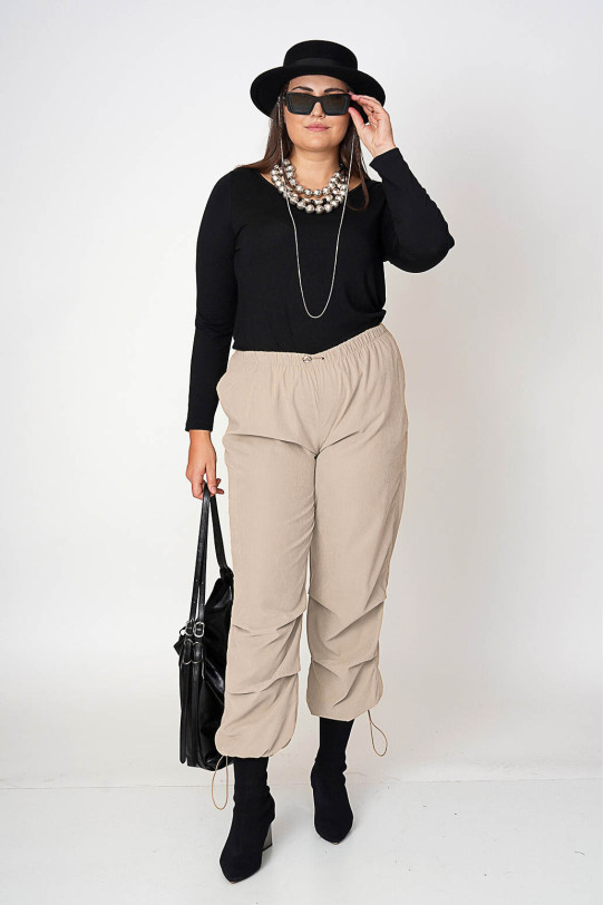 Beige parachute pants