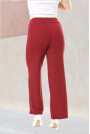 Textured cotton plus size pants with elastic waist in marsala