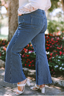 Vertical striped maxi jeans