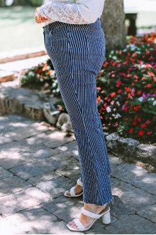 Vertical striped maxi jeans