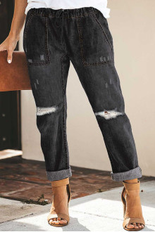 Modern washed denim plus size jeans with elastic