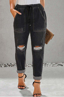 Modern washed denim plus size jeans with elastic