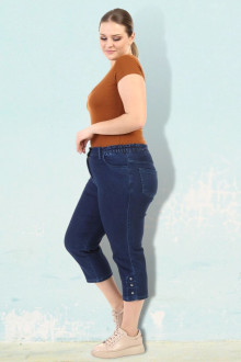 Dark maxi jeans with elastic and eyelets