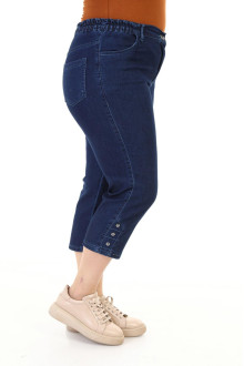 Dark maxi jeans with elastic and eyelets