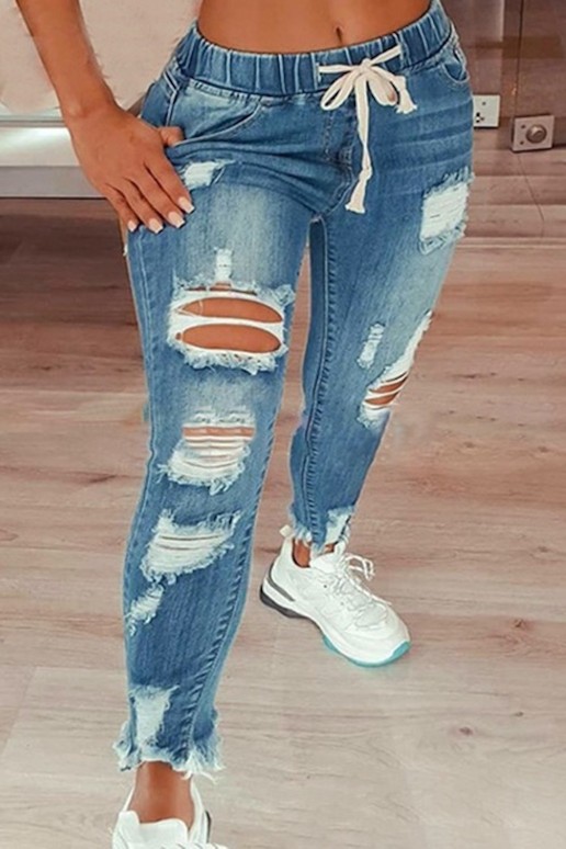 Ripped jeans with elastic