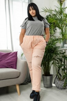 Pink plus size jeans with elastic and laces