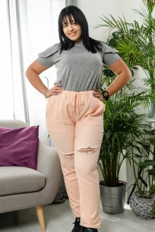 Pink plus size jeans with elastic and laces