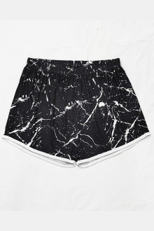 Short black plus size pants with white marble print