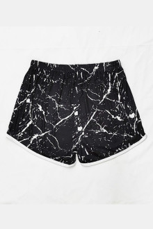 Short black plus size pants with white marble print