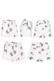 White butterfly plus size denim shorts