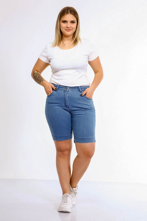 Short light summer jeans with stones on the back pockets