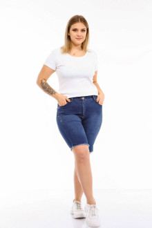 Short summer plus size dark jeans with embroidery