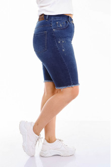 Short summer plus size dark jeans with embroidery