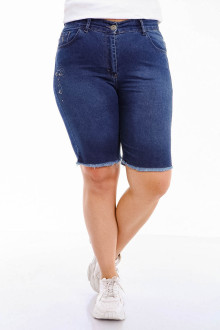 Short summer plus size dark jeans with embroidery