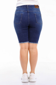 Short summer plus size dark jeans with embroidery