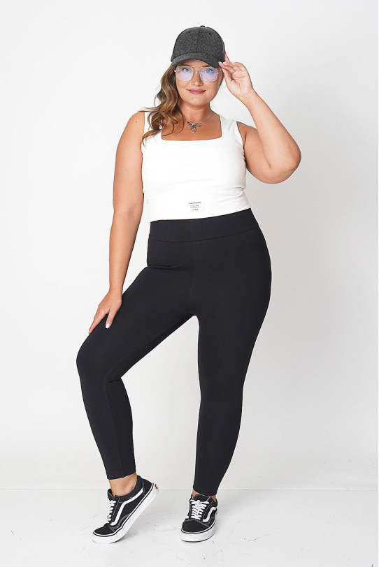 Black cotton opaque leggings