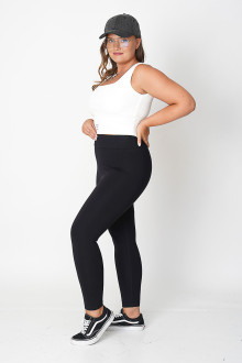 Black cotton opaque leggings