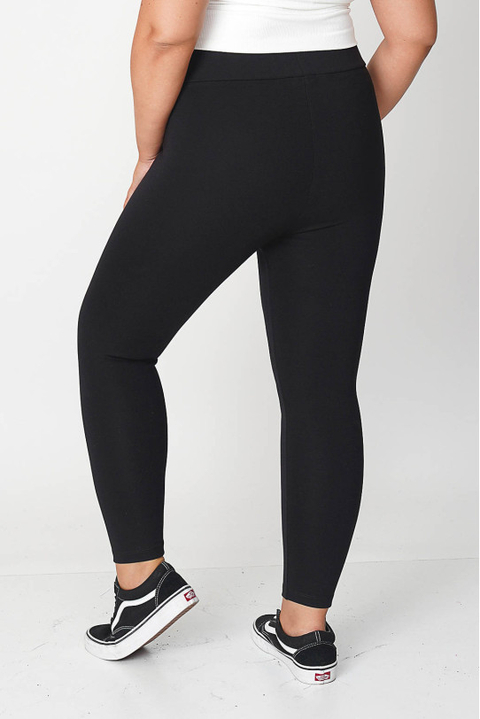 Black cotton opaque leggings