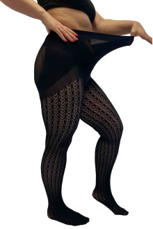 Plus size Knitted tights with geometric and floral patterns