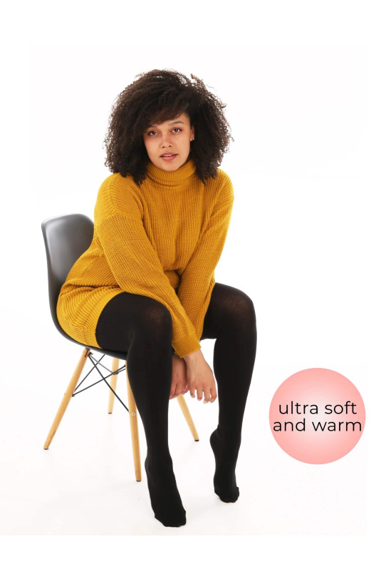 150 den Cotton Black Tights