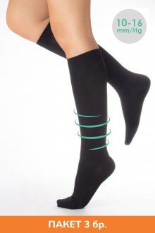 Socks with MEDIUM COMPRESSION - 100 DEN, black, pack of 3 pcs.