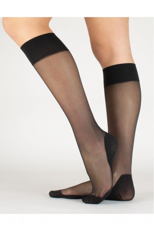Чорапи до колената с микрофибърна масажираща подложка 20 ДЕН, черни, пакет 6 бр.