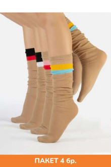 Vintage Beige Ribbed Socks 4 Pack