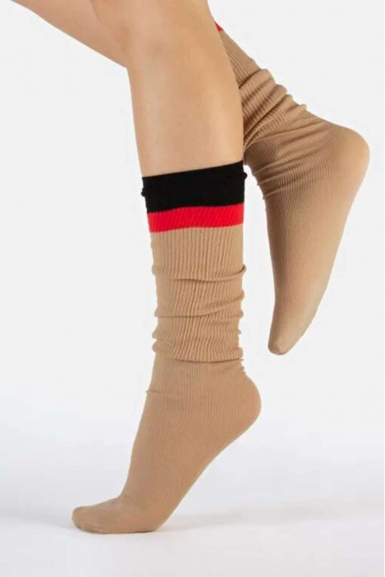 Vintage Beige Ribbed Socks 4 Pack