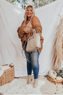 Warm plus size cardigan in earth tones