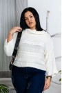 Бял макси пуловер с широка оплетка
