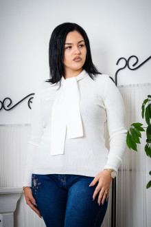 TIE NECK RIBBED JUMPER