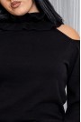 Черен пуловер поло с голи рамене