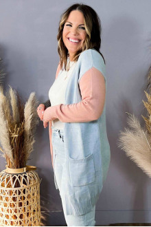 Long plus size cardigan in light colors