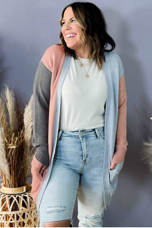 Long plus size cardigan in light colors