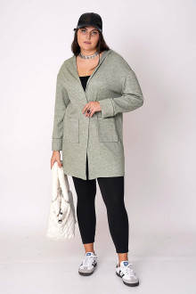 Plus size cardigan with a hood in pastel green