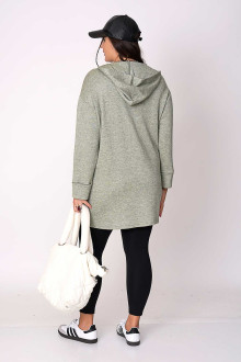 Plus size cardigan with a hood in pastel green