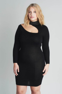 KNITTED BODYCON DRESS WITH STUDS